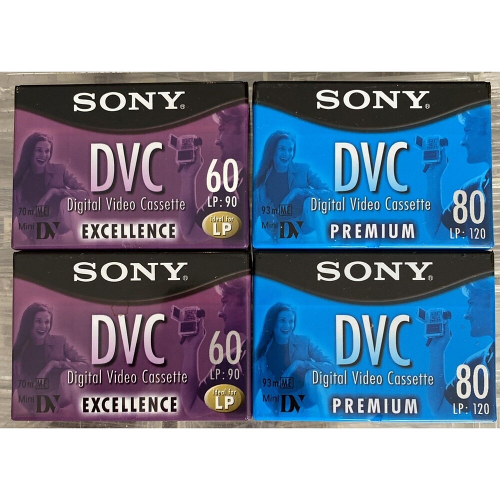 Lot of 4 New Sealed Sony DVC Digital Video Cassettes 60 80  DVM60DXL DVM80PRL